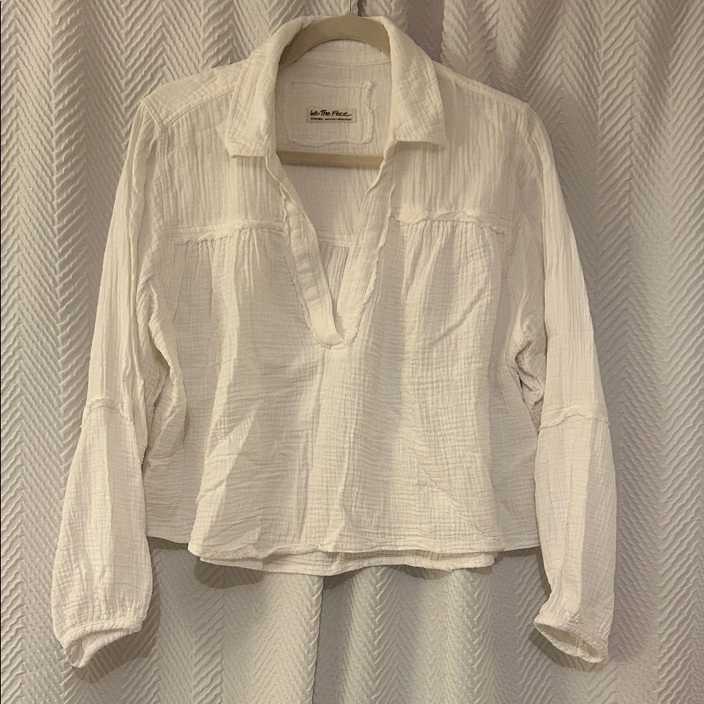 We The Free White Textured Blouse